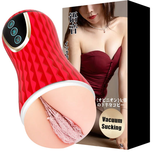 Male Masturbator Cup Realistic Vagina with Vacuum Sucking